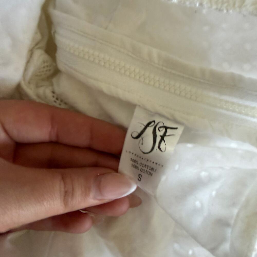 LoveShackFancy White Ruffle Crop Top Sz S Boho Cottagecore Cowgirl Coastal - Picture 6 of 7